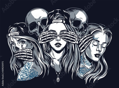 Chicano tattoo style vintage concept