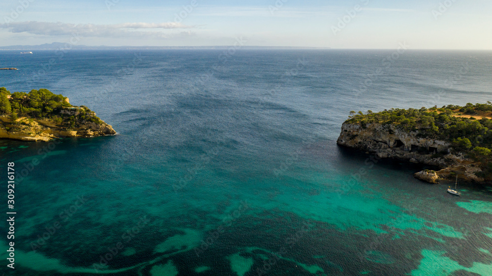 the Bay Cala Portals Vells Mallorca Spain, from the height of bird flight the Bay Cala Portals Vells Mallorca Spain, from the height of bird flight