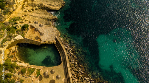 the Bay Cala Portals Vells Mallorca Spain, from the height of bird flight photo