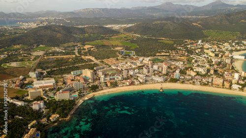 The Magaluf beach of Majorca, Spain from the height of bird flight © Dmitrii