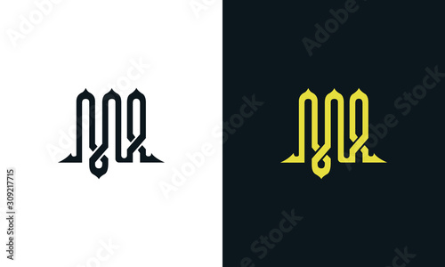 Minimalist luxury line art letter MA logo. This logo icon incorporate with two Arabic letter in the creative way. It will be suitable for Royalty and Islamic related brand or company. 
