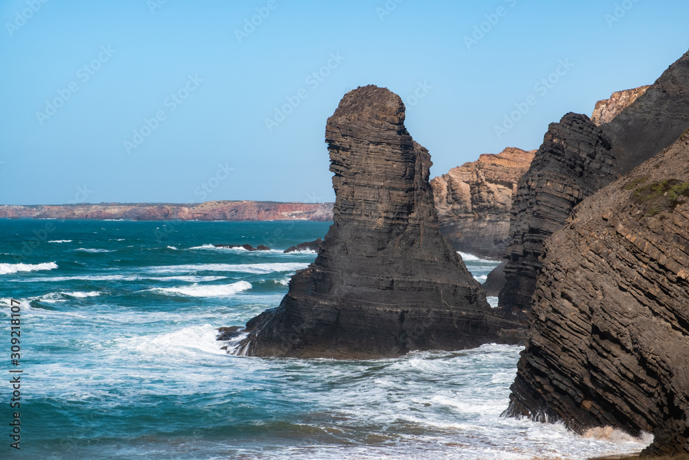 Beautiful cliffs on west coast of Portugal, Alentejo Coastal Zone (Costa Vicentina) - Portugal