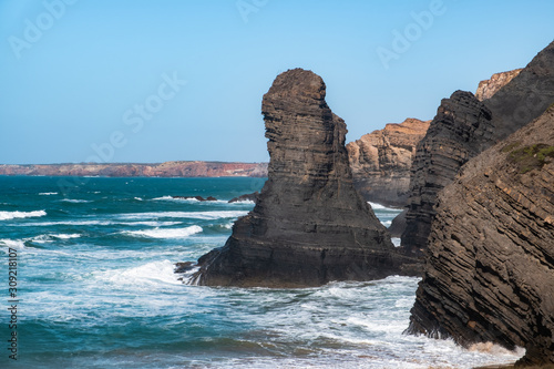 Beautiful cliffs on west coast of Portugal, Alentejo Coastal Zone (Costa Vicentina) - Portugal