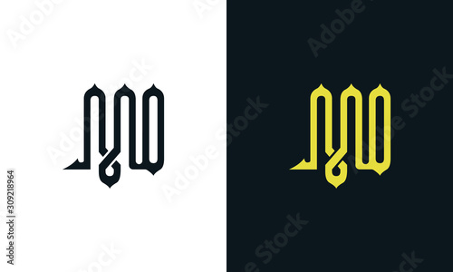 Minimalist luxury line art letter MO logo. This logo icon incorporate with two Arabic letter in the creative way. It will be suitable for Royalty and Islamic related brand or company. 