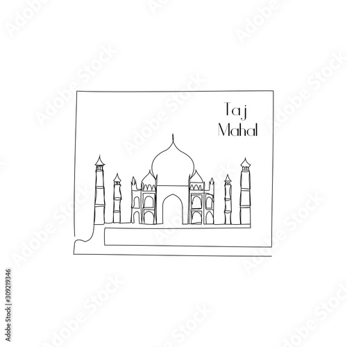 Taj Mahal - continuous line drawing.
