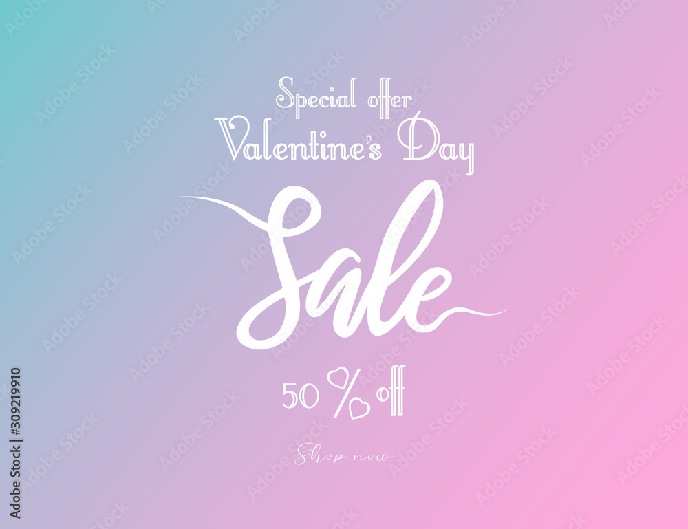 Valentine’s Day Special offer sale template background. Shopping discount . Realistic heart ballon, Vector illustration greeting card, lovely flyer, promotion advertisement, invitation poster, banner