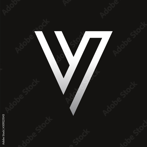 V letter liner logo design  