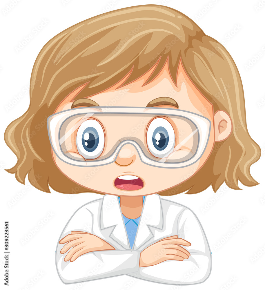 Girl wearing goggles on white background