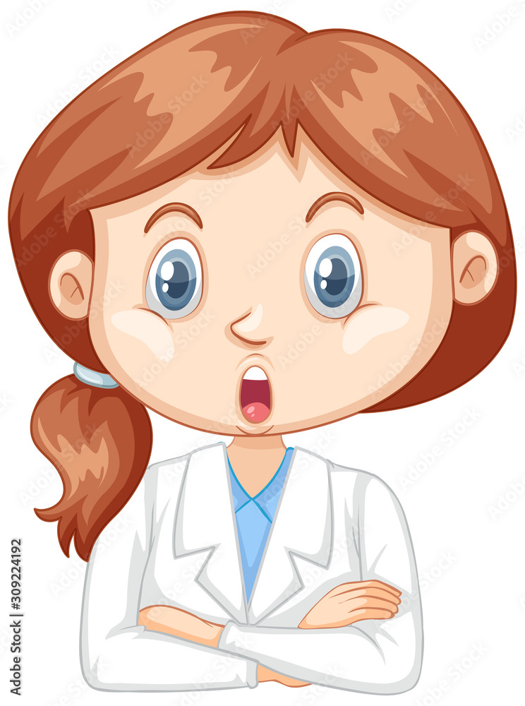 Girl in science gown on white background Girl in science gown on white background