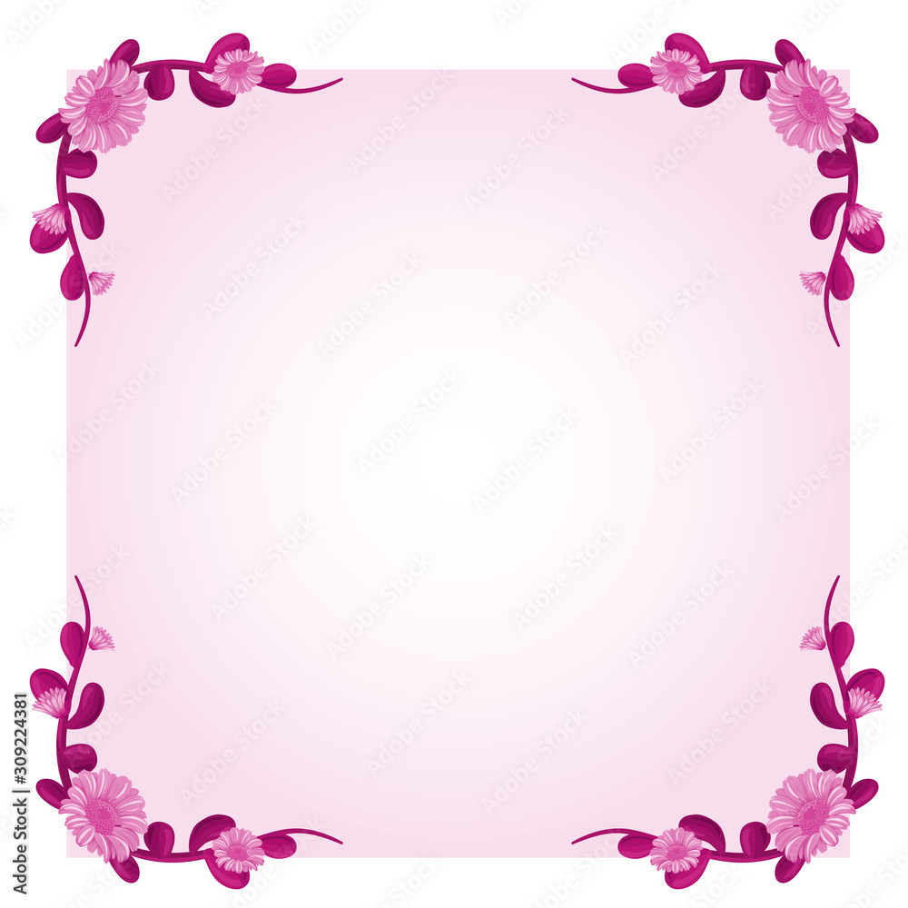 Pink frame template with flowers