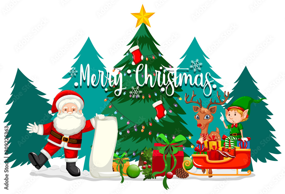Fototapeta premium Christmas theme with Santa and presents