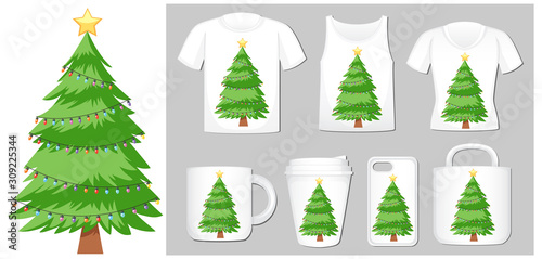 Christmas theme with christmas tree on product templates