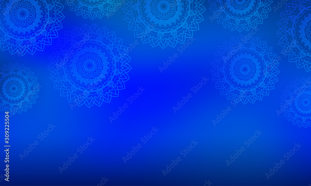Blue background with mandala patterns