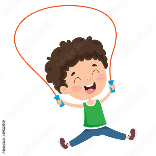 Little Happy Kid Skipping Rope