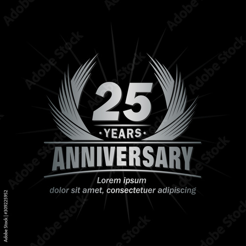 25 years logo design template. 25th anniversary vector and illustration.