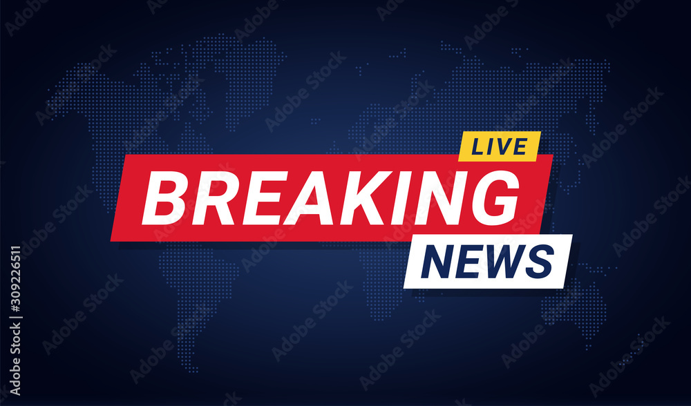 Breaking News Banner Template Breaking News Background For Screensaver Lower Third Red And Blue Banner On Stylized World Map Background Stock Vector Adobe Stock
