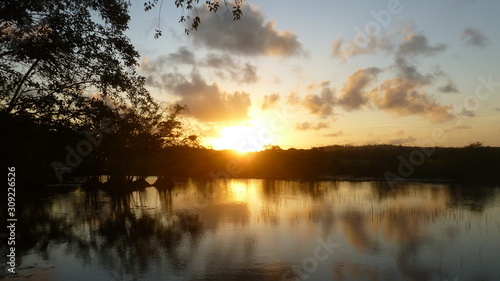 sunset over the lake