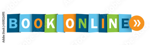 BOOK ONLINE colorful vector typography web button
