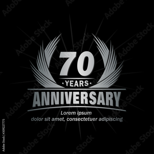 70 years logo design template. 70th anniversary vector and illustration.