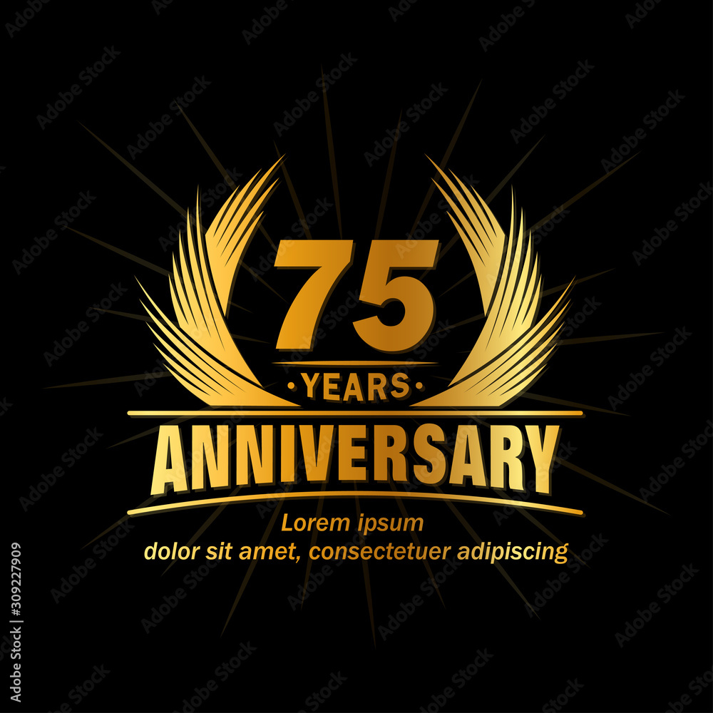 75 years logo design template. 75th anniversary vector and illustration