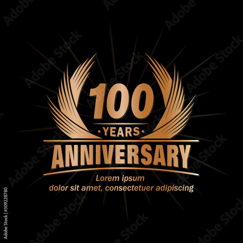 100 years logo design template. 100th anniversary vector and illustration.