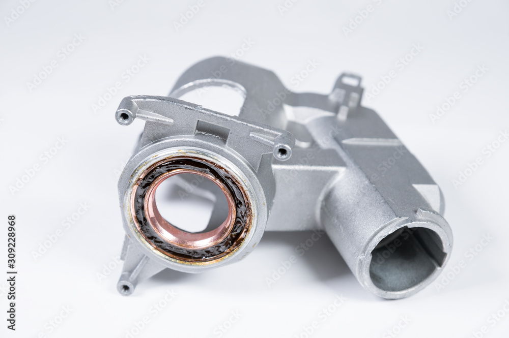 Ignition lock mounting with steering wheel bearing. gray gradient background Ignition lock mounting with steering wheel bearing. gray gradient background