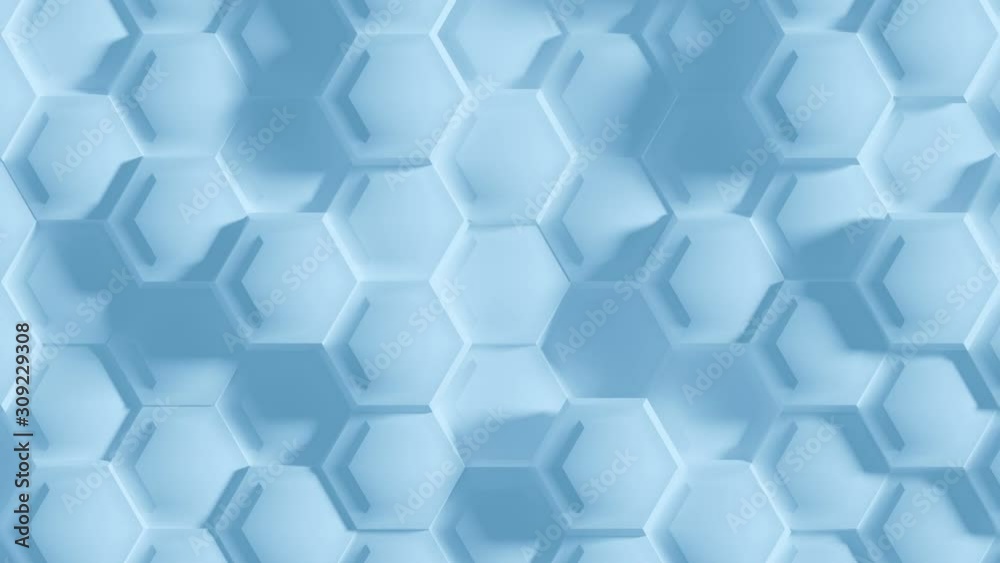Abstract Hexagon Geometric Surface Loop 8 Light Blue: blue clean minimal hexagonal grid pattern. Blue hexagon grid. Random waving motion background in bright cool, fresh, serene sky blue. 4K Abstract Hexagon Geometric Surface Loop 8 Light Blue: blue clean minimal hexagonal grid pattern. Blue hexagon grid. Random waving motion background in bright cool, fresh, serene sky blue. 4K