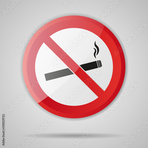 Red Prohibition stop sign, Red circle warning and no entry or access  with symbol, simply vector graphic illustration, isolated on white background with no cigarettes, no smoking object
