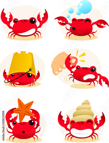 crab cartoon set