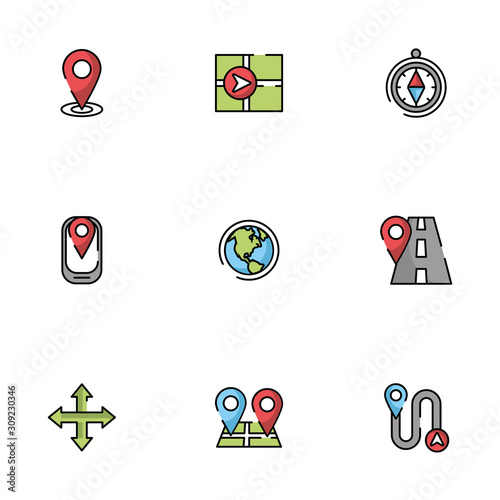 bundle of maps and navigation icons