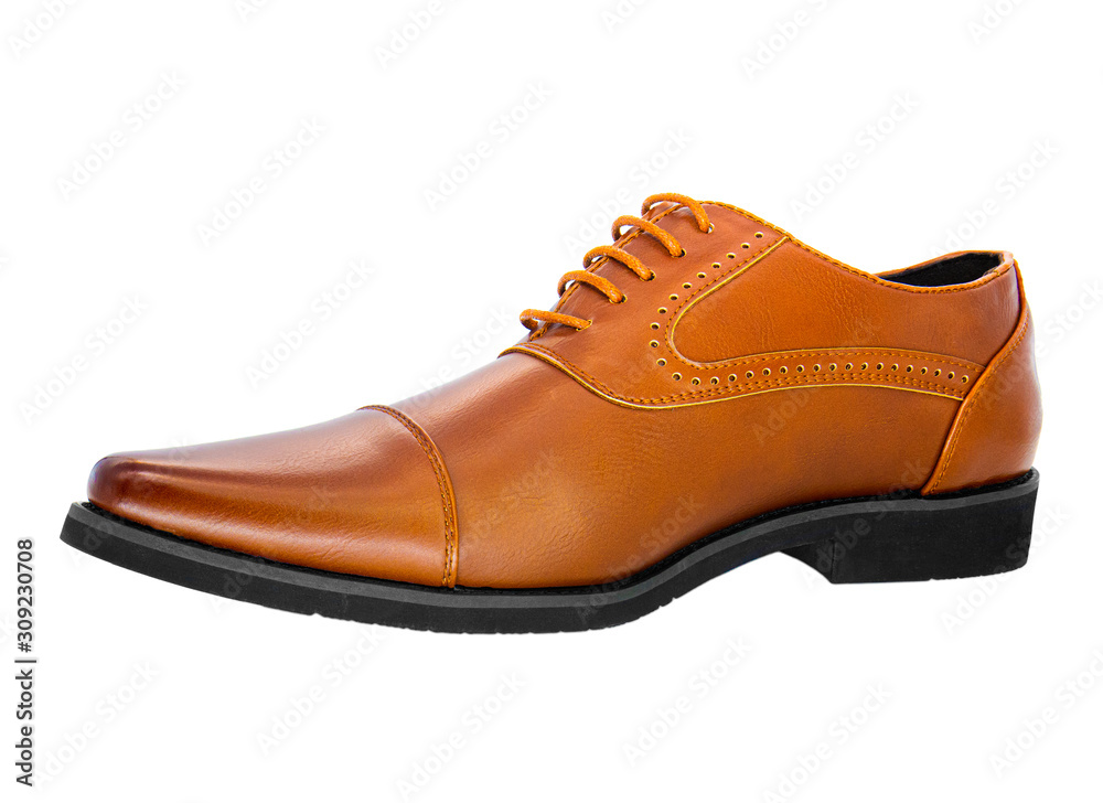 Brown leather shoes for men isolated on white background. Clipping path Brown leather shoes for men isolated on white background. Clipping path