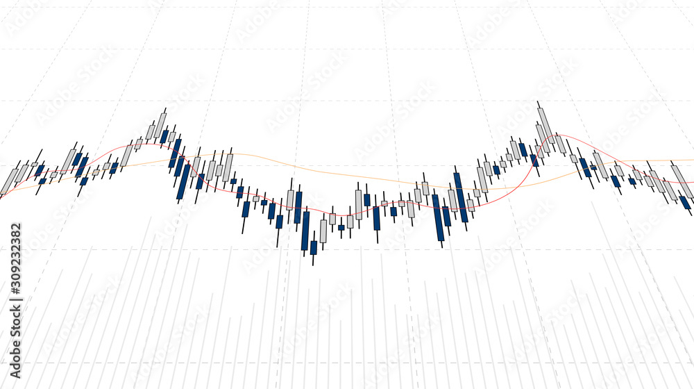 Abstract financial chart with candlestick graph in stock market on white color background Abstract financial chart with candlestick graph in stock market on white color background