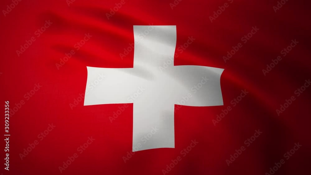 Waving flag of Switzerland. Realistic close up slow motion 3D animation Waving flag of Switzerland. Realistic close up slow motion 3D animation