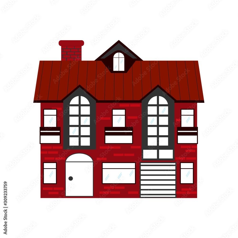 Isolated red house of brick. Vector illustration Isolated red house of brick. Vector illustration