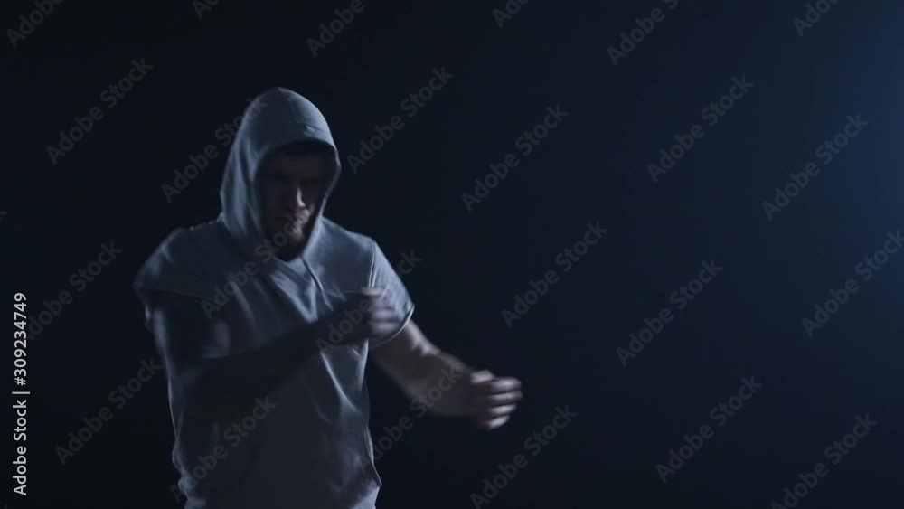 shadow fight training of boxer