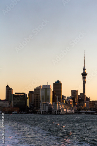 Auckland Sunset from sea vertical.