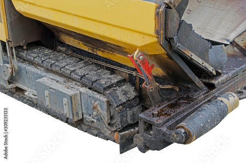 asphalt paver machine during road construction works