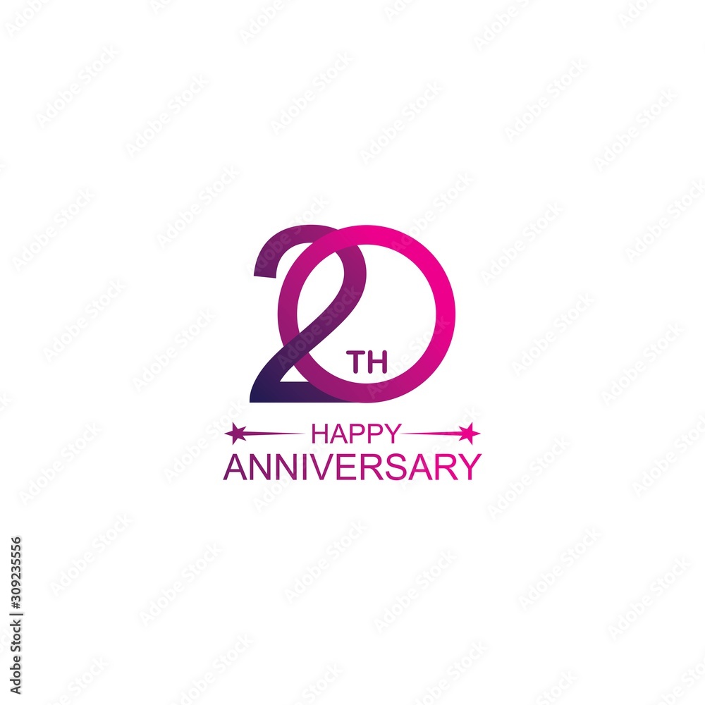 20th anniversary vector template. Design for celebration, greeting cards or print. 20th anniversary vector template. Design for celebration, greeting cards or print.