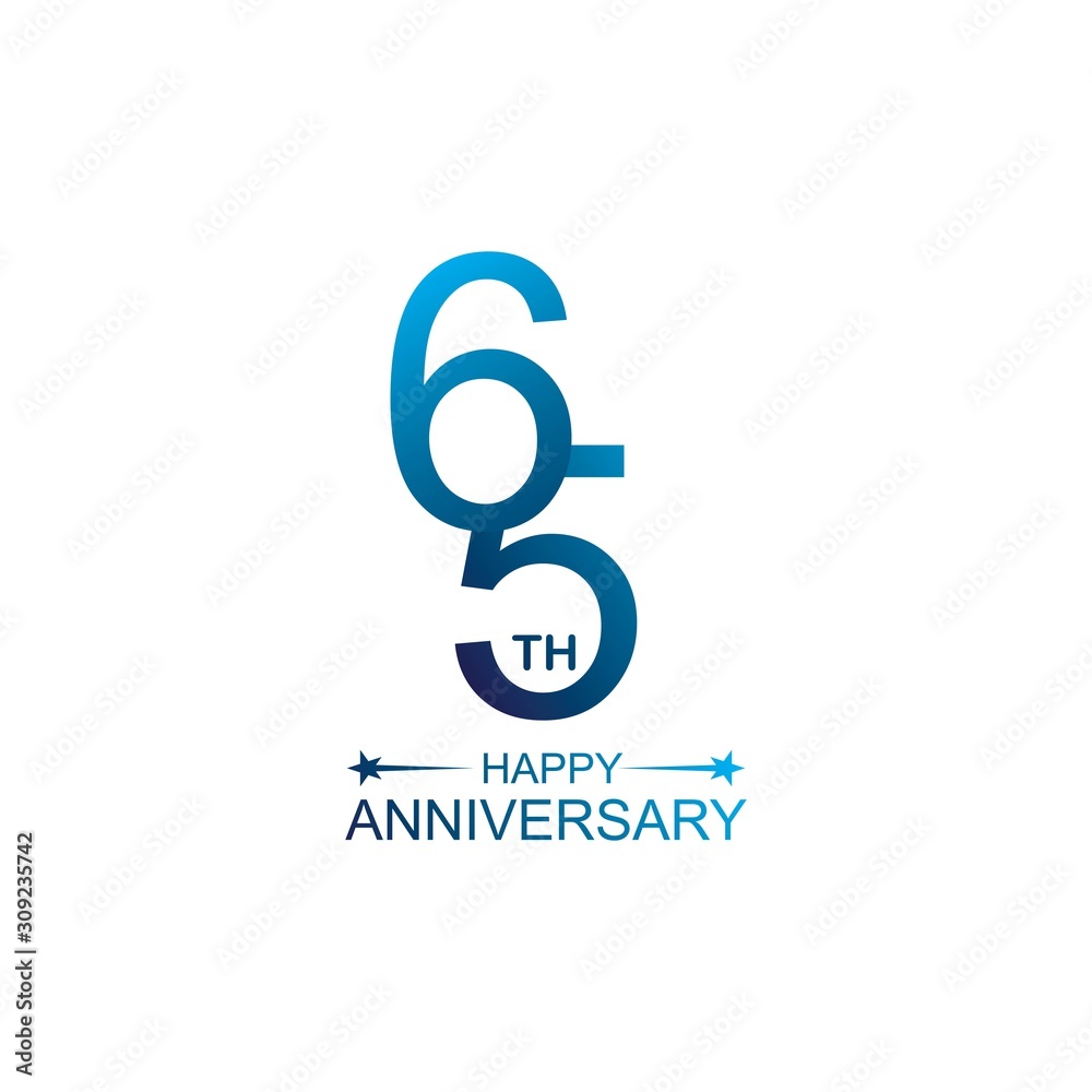 65th anniversary vector template. Design for celebration, greeting cards or print.