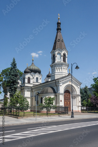 All Saints' co-cathedral church built in 1844-1847 and expanded in 1867-1869 according to the design of Ivan Wasiljewicz. Side view. City of Piotrkow Trybunalski, Poland.