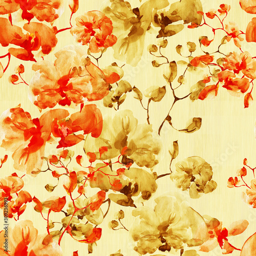 Watercolor seamless pattern. Illustration. Flowers