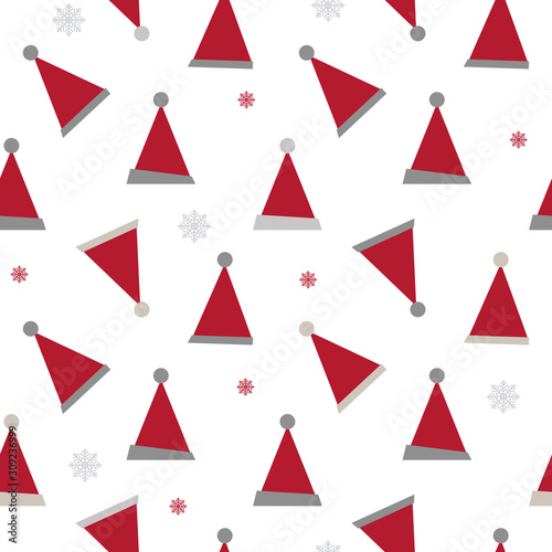 Free Download Abstract Seamless Pattern Background with Winter Christmas Hat. Vactor Illustration - GFXLoad