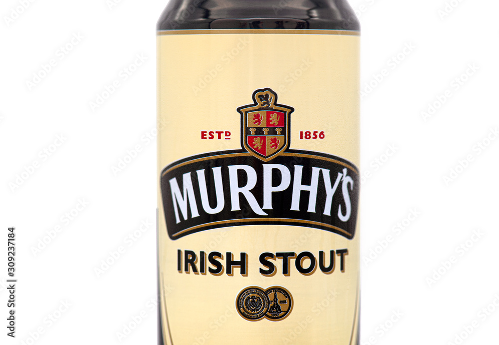 DUBLIN - DEC 11: Murphy's Beer Can or Irish Stout isolated on white  Background in Dublin on December 11. 2019 in Ireland Stock-Foto | Adobe  Stock