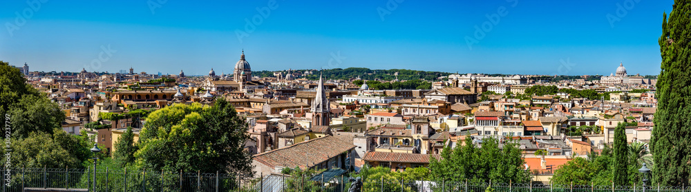 Rome, Italy: Panoramic Scenic View of the City from the Terrace of Pincio in Villa Borghese