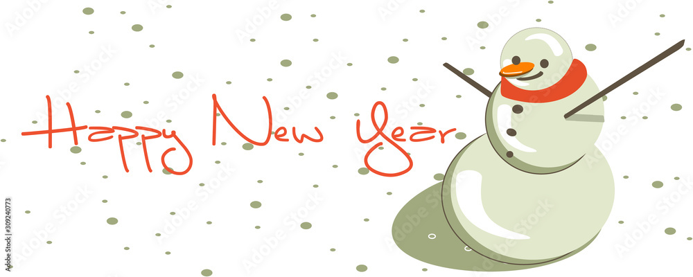 Happy New Year Banner with Snowman Happy New Year Banner with Snowman