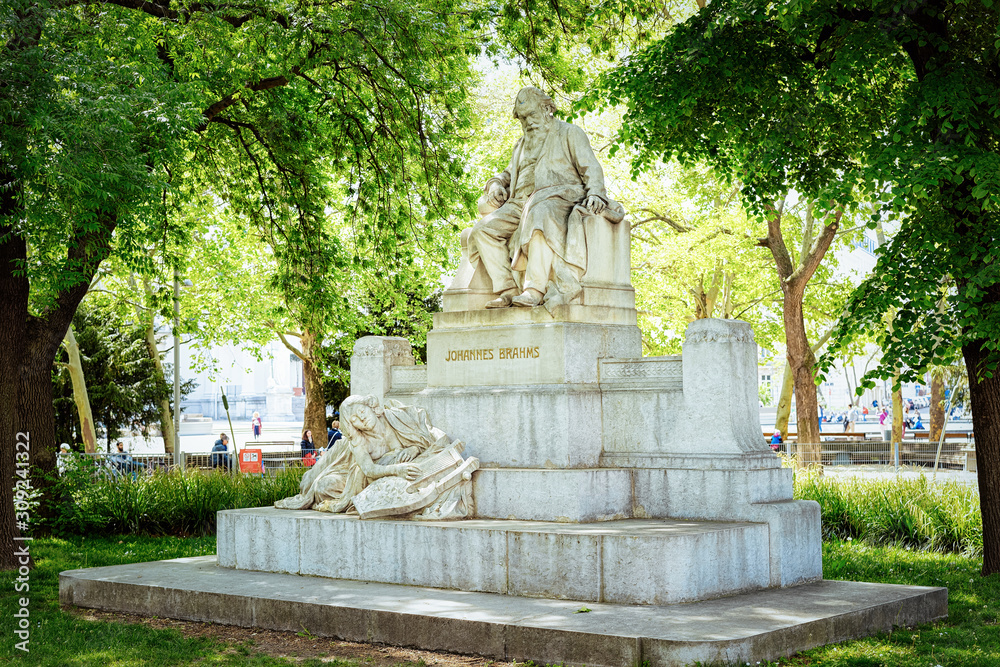 Johannes Brahms Monument Statue in Vienna in Austria