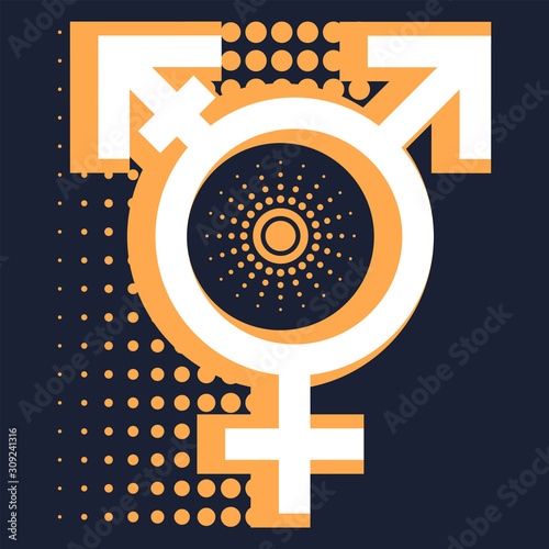 Transgender symbol. The combination of female, male, and third additional sign.