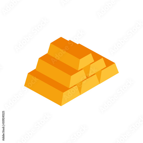 gold bullion pyramid isolated icon