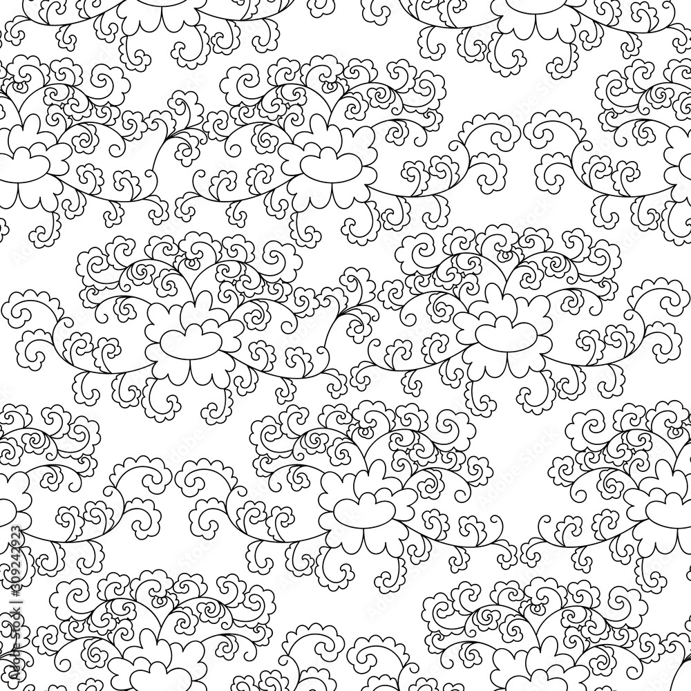 Black and white porcelain of the flower pattern Black and white porcelain of the flower pattern