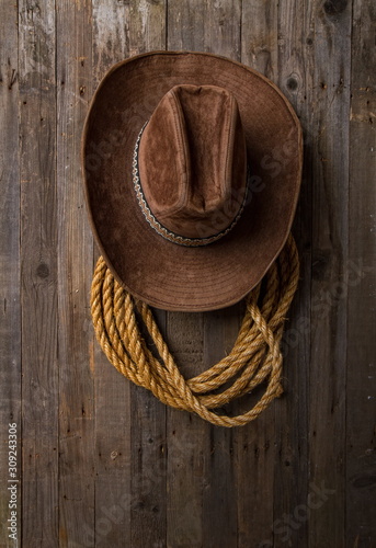 Fotobehang cowboy hat wall
